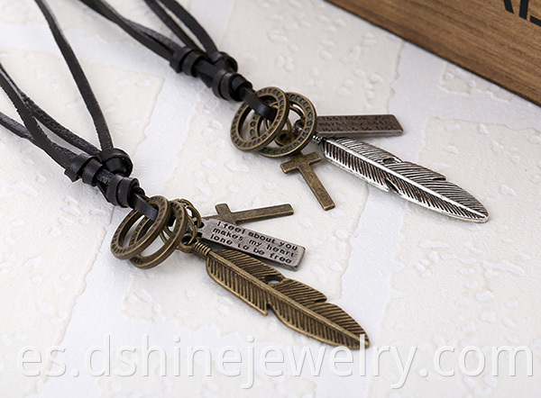 Men Alloy Leather Necklace